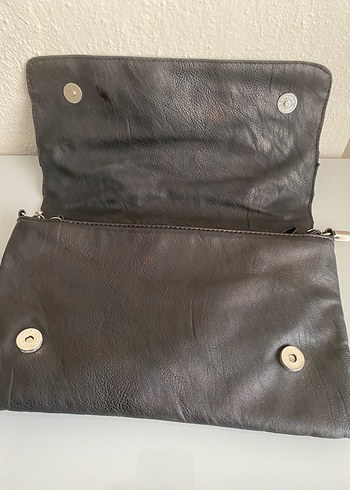 Siyah Deri Kadın kol Çantası, Tokalı, - Görsel 3