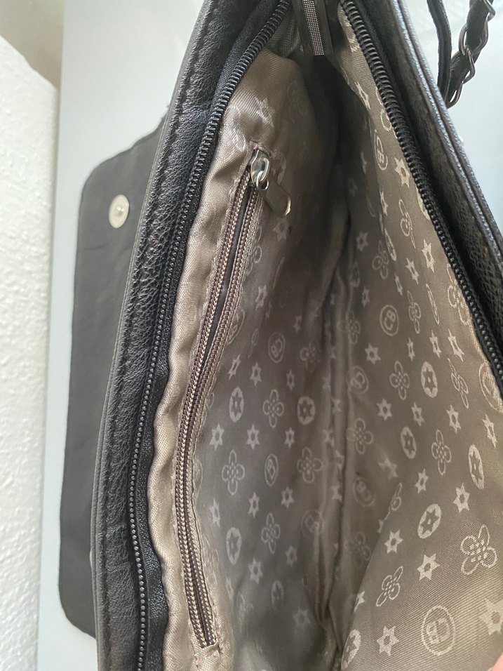 Siyah Deri Kadın kol Çantası, Tokalı, - Görsel 4