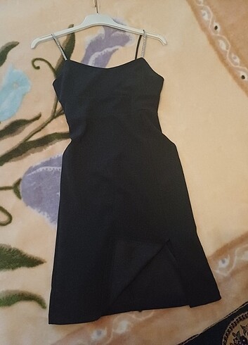 s Beden siyah Renk Siyah Askılı Elbise