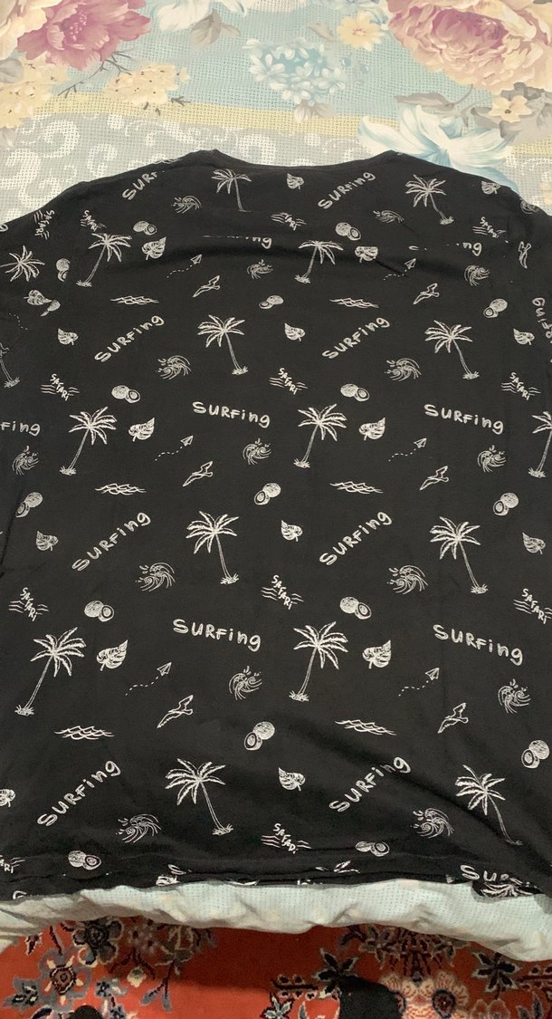 Siyah Desenli Erkek Tişört - Görsel 3