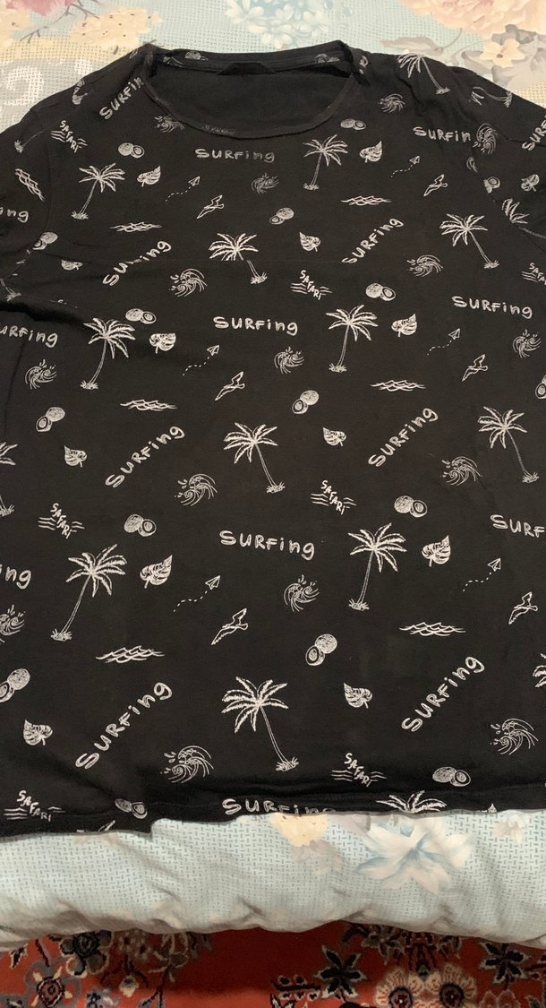 Siyah Desenli Erkek Tişört - Görsel 2