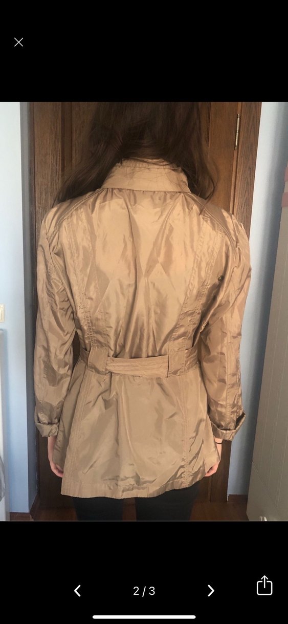 Haki Parlak Kuşaklı  yağmurluk - Görsel 2