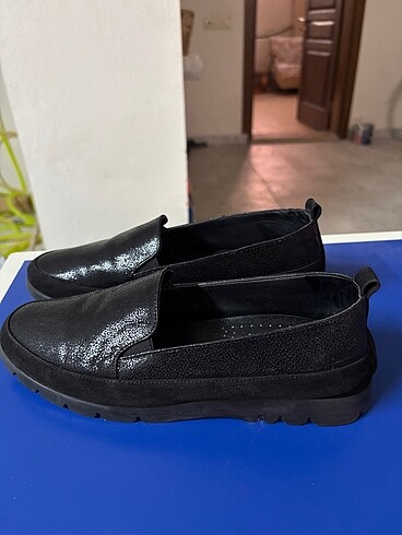 37 Beden siyah Renk Deri Simli Loafer aero comfort