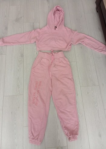 s Beden pembe Renk Pembe Nakışlı Kadın Eşofman Alt üst