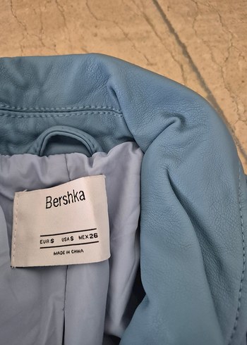 Bershka Mavi Deri Kısa Kadın Ceket