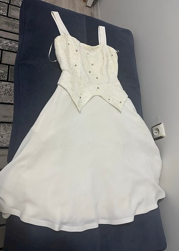 s Beden beyaz Renk Adil Işık Beyaz Mini Nikah Elbisesi