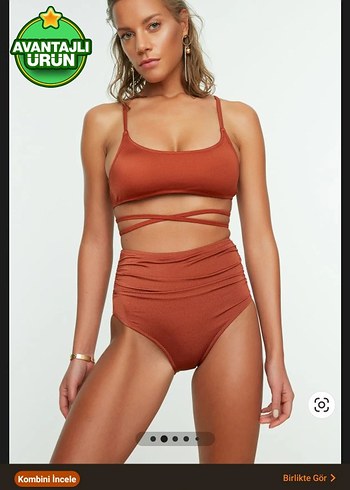 Kahverengi Yüksekbel Bikini Altı Drapeli