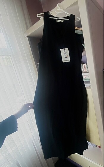 Yeni midi askılı elbise
