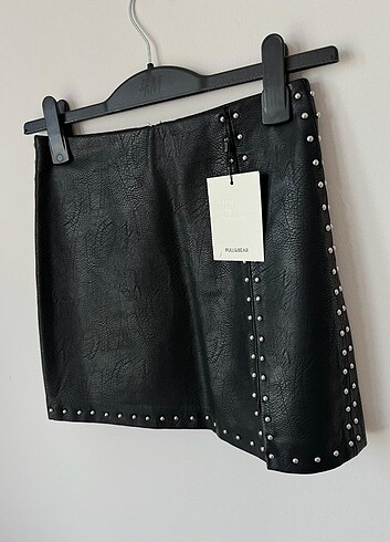 ORJİNAL PULL AND BEAR DERİ ZIMBA DETAYLI ETEK