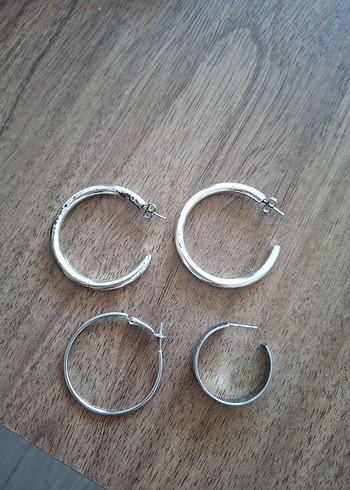 Gri Minimalist Midi Halka Küpeler