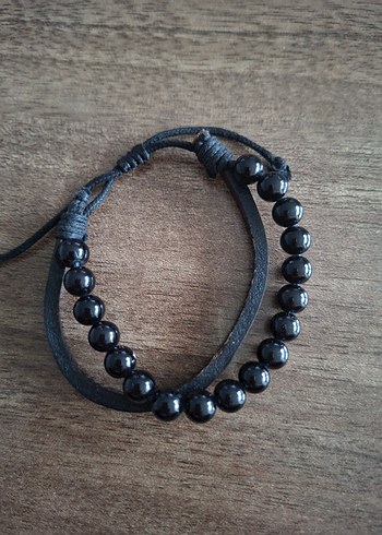 Erkek Siyah Gotik Boncuklu Bileklik - Görsel 5