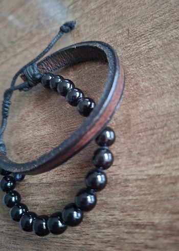 Erkek Siyah Gotik Boncuklu Bileklik - Görsel 3