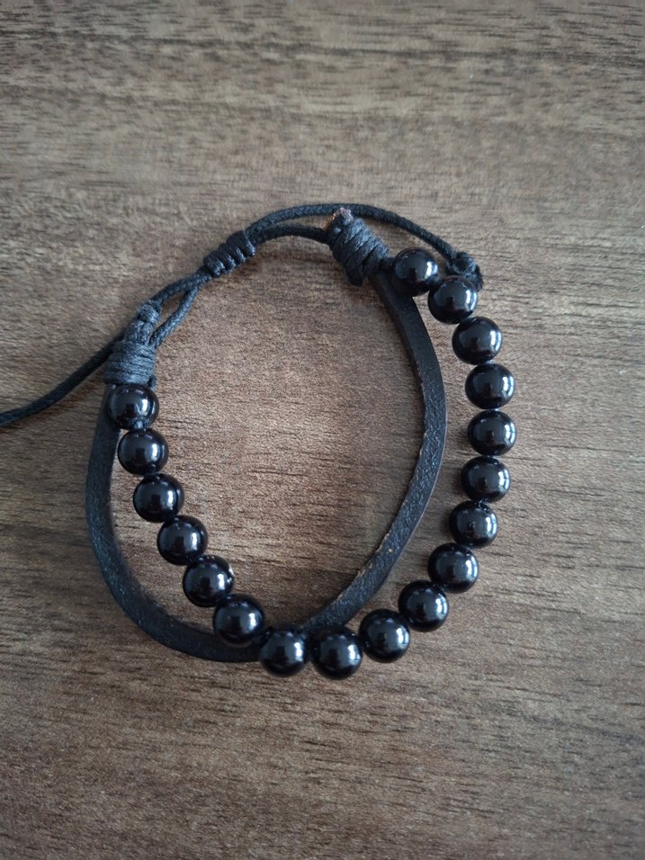Erkek Siyah Gotik Boncuklu Bileklik - Görsel 5