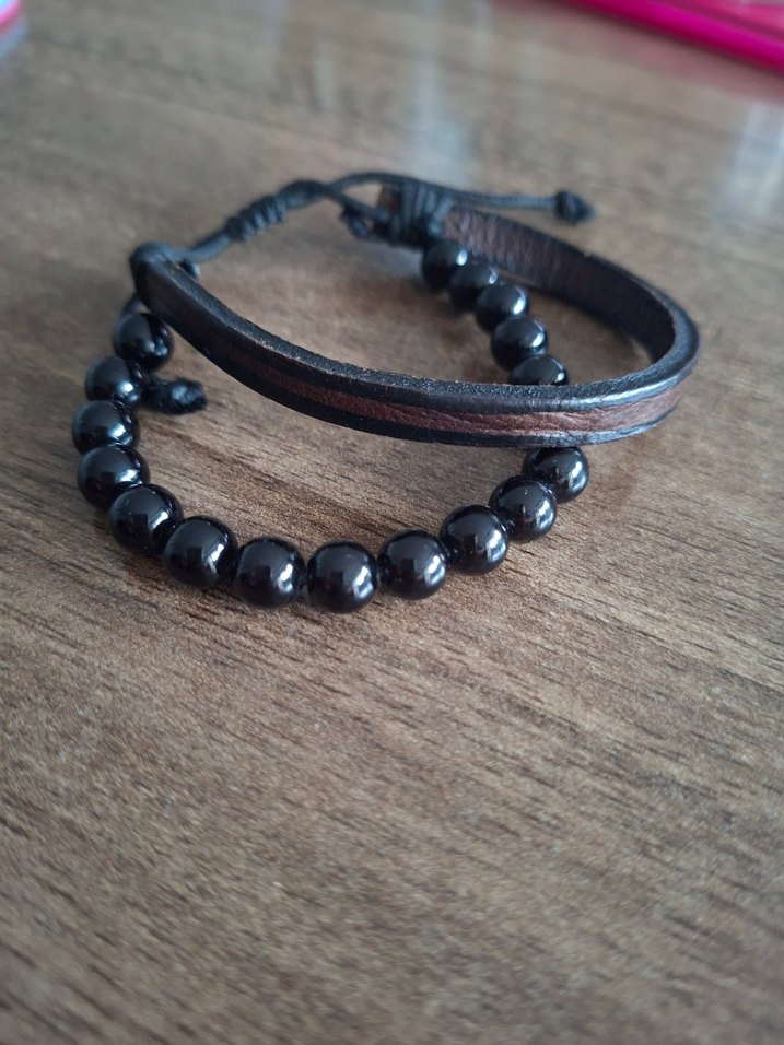 Erkek Siyah Gotik Boncuklu Bileklik - Görsel 4