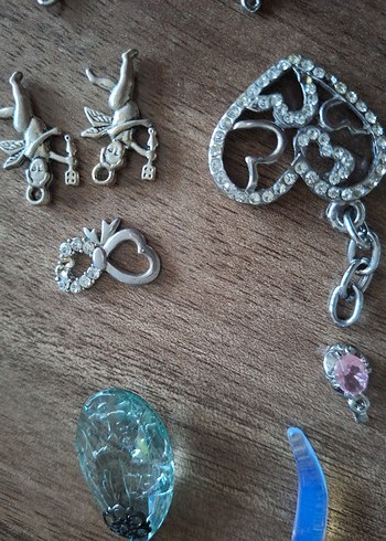 Turkuaz İşlemeli Pullu Kadın Charm Seti - Görsel 4