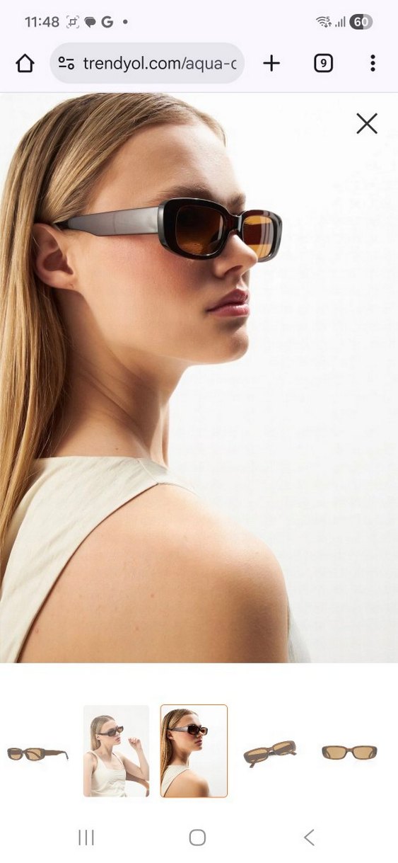 Bej Minimalist Kadın Güneş Gözlüğü - Görsel 2