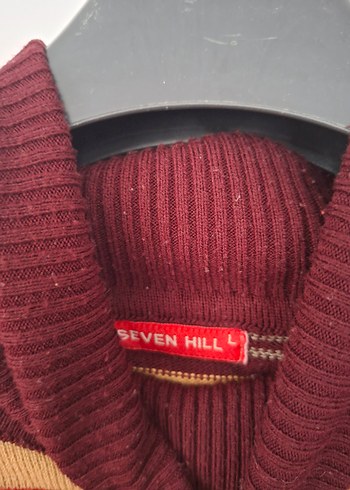 Bohem Tarz Çizgili Boğazlı Bordo Kazak - Görsel 5