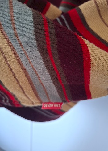 Bohem Tarz Çizgili Boğazlı Bordo Kazak - Görsel 4