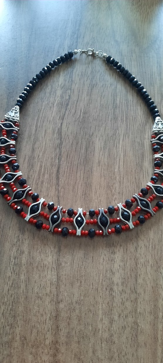 Uzun Etnik Boncuklu Kırmızı Bohem Kadın Kolye - Görsel 5