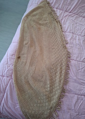 Dantel Detaylı Bej Bohem masa örtüsü fiskos örtüsü - Görsel 7