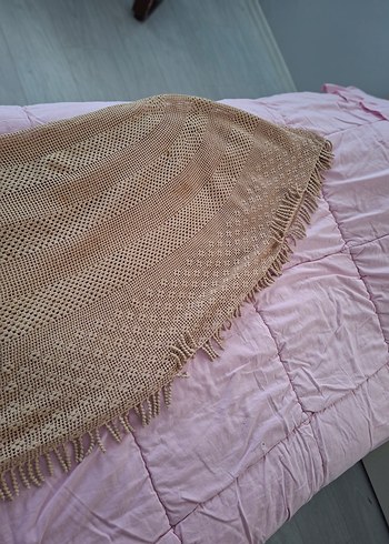 Dantel Detaylı Bej Bohem masa örtüsü fiskos örtüsü - Görsel 3