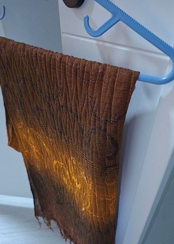 Parlak Kahverengi Bohem Kadın Şal - Görsel 3