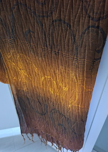 Parlak Kahverengi Bohem Kadın Şal - Görsel 2