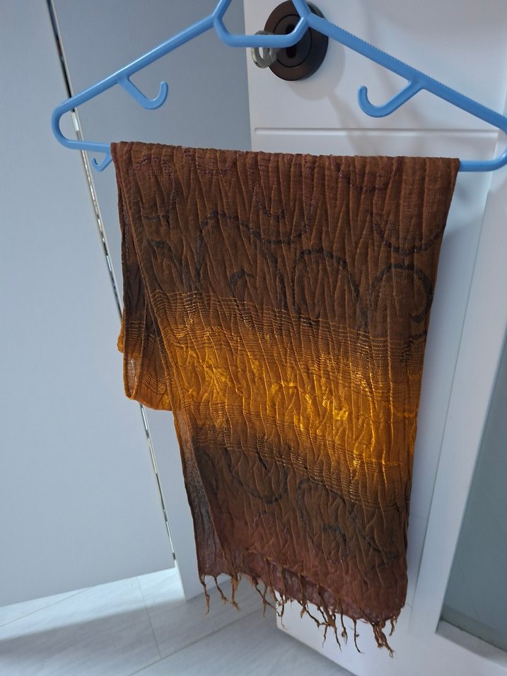 Parlak Kahverengi Bohem Kadın Şal - Görsel 5