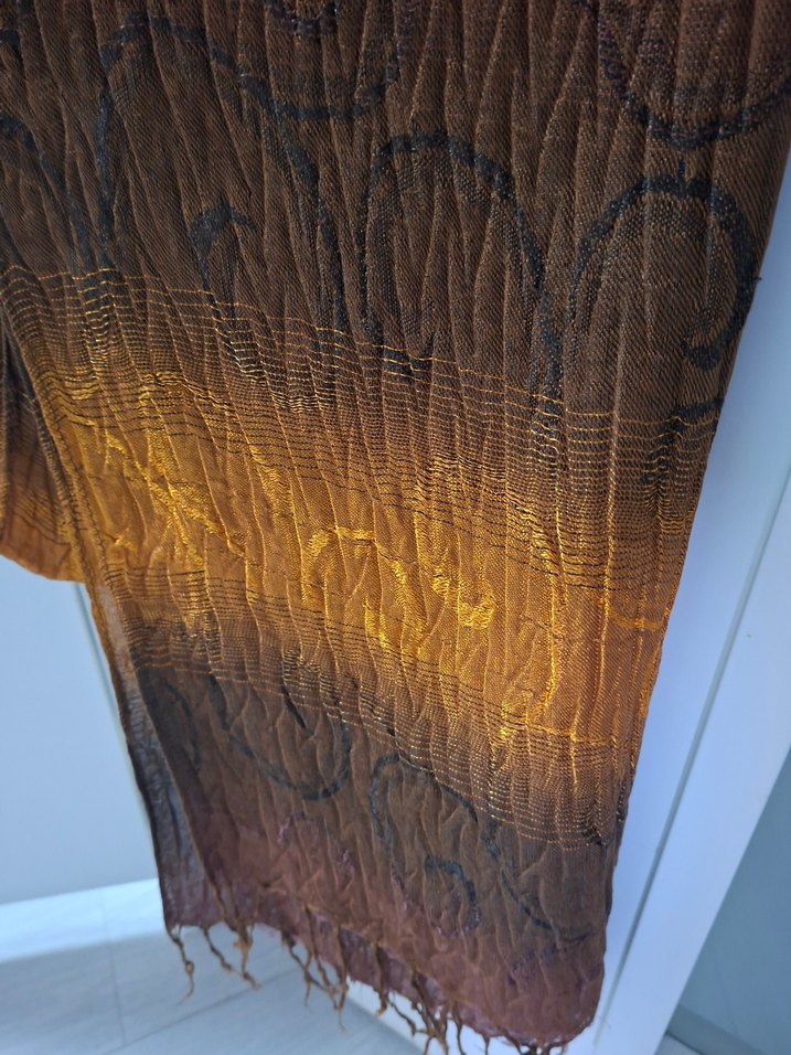 Parlak Kahverengi Bohem Kadın Şal - Görsel 2