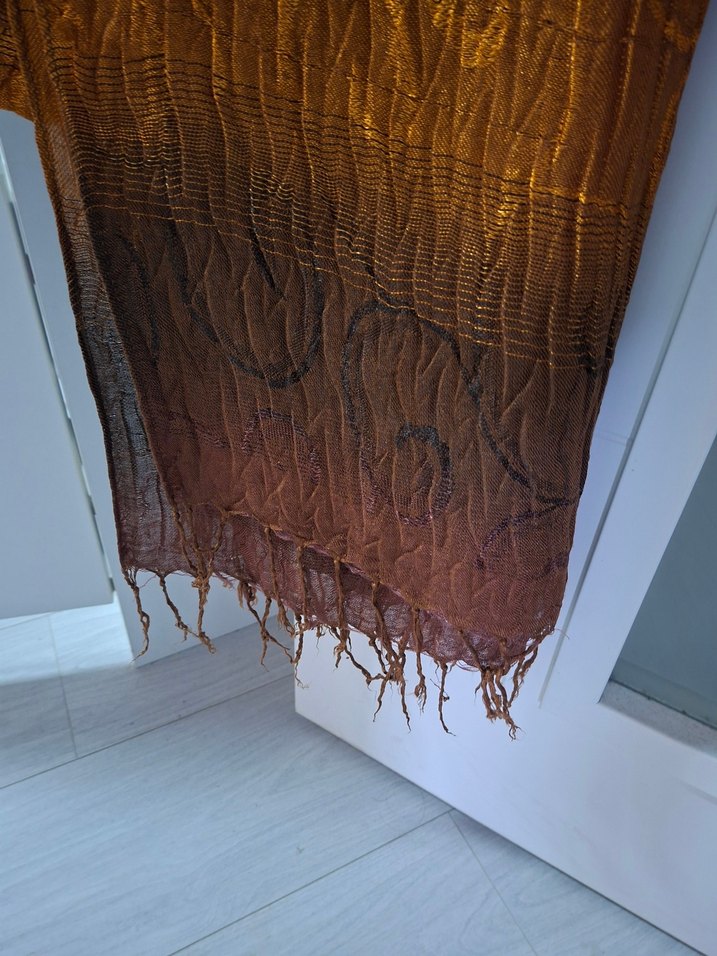 Parlak Kahverengi Bohem Kadın Şal - Görsel 4