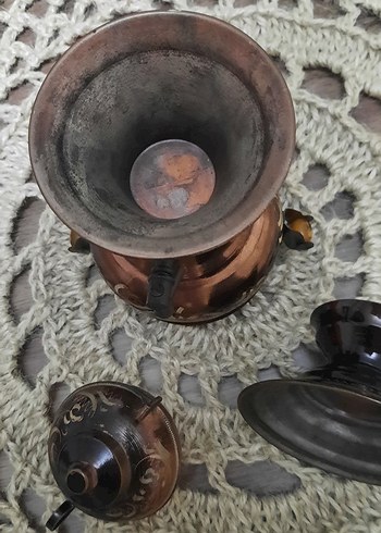 Beden Kahverengi İşlemeli Mini Semaver Çaydanlık