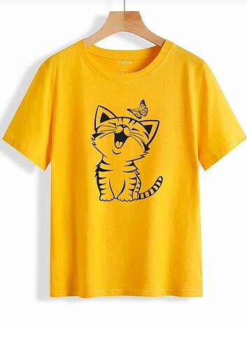 Unisex Cat Baskılı Tshirt 