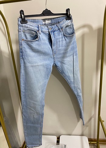Bershka Bershka Düğmeli Mavi Gri denim Jean