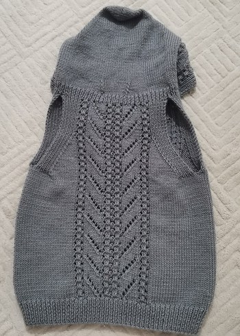 Gri Kapüşonlu Örgü yelek - Görsel 2