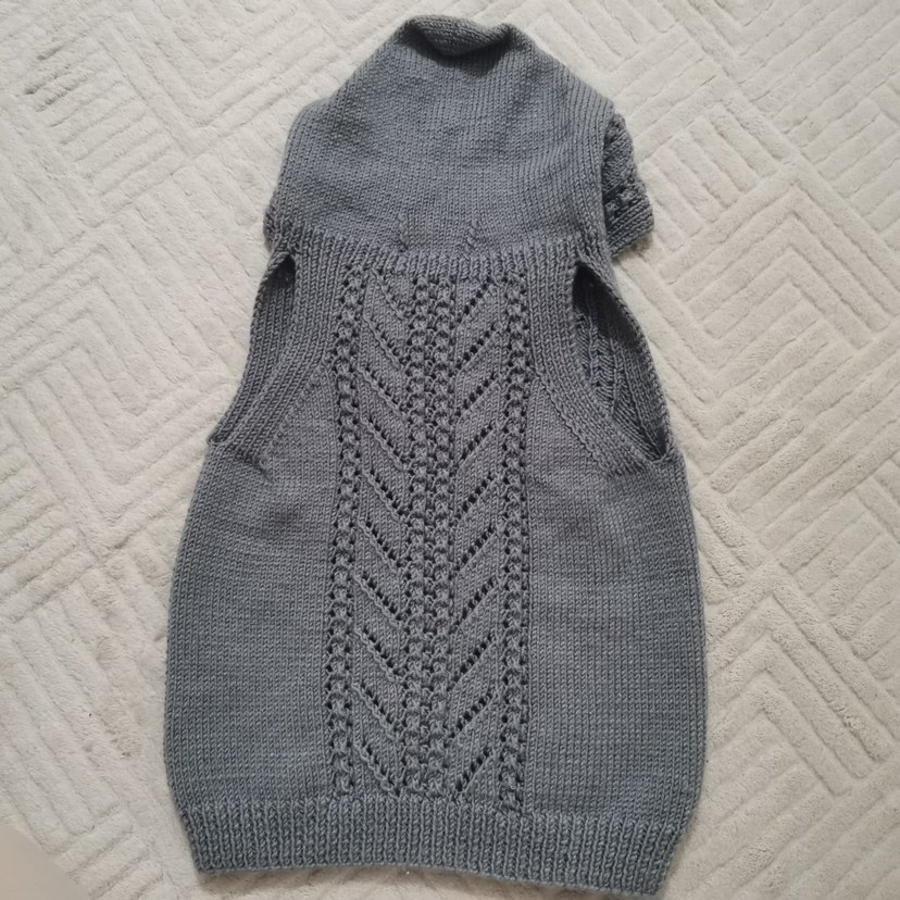 Gri Kapüşonlu Örgü yelek - Görsel 2