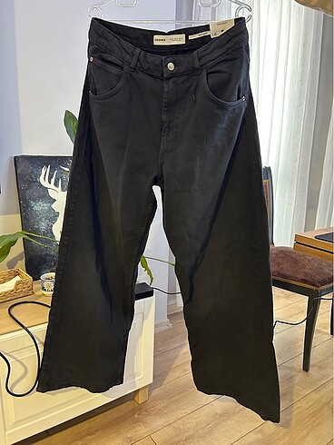 BERSHKA Black Baggy Jean Pantolon