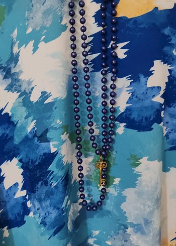 44 Beden mavi Renk Zincir Detaylı Mavi Batik Desenli Kadın Bluz