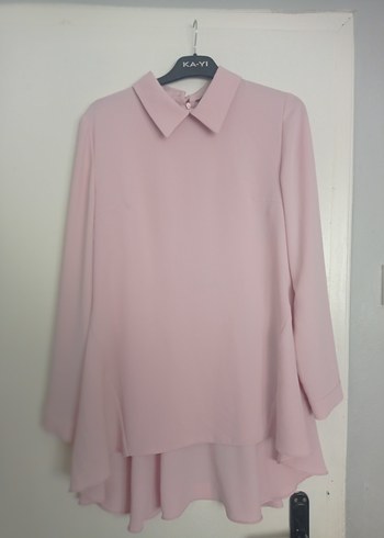 Pembe Uzun Kollu Midi Tunik