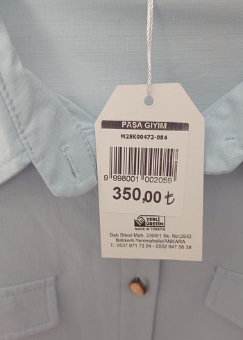 44 Beden Düğmeli Uzun Mavi Pamuklu Tunik