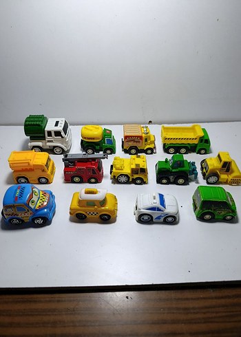 13 adet mini iş makinesi kamyon taksi