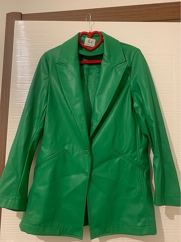 Deri yeşil blazer