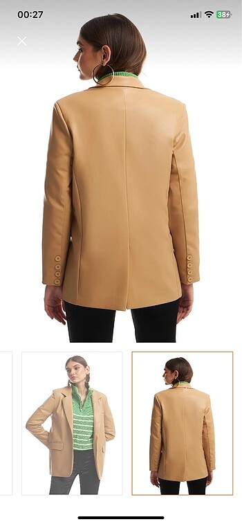 m Beden camel Renk Sıfır deri blazer