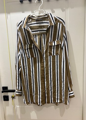 Primark Kahverengi Cizgili Uzun Kollu Gomlek