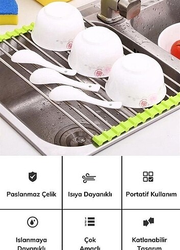 BUFFER® Evye Üstü Katlanır Nihale Paslanmaz Çelik Pratik Sebze M