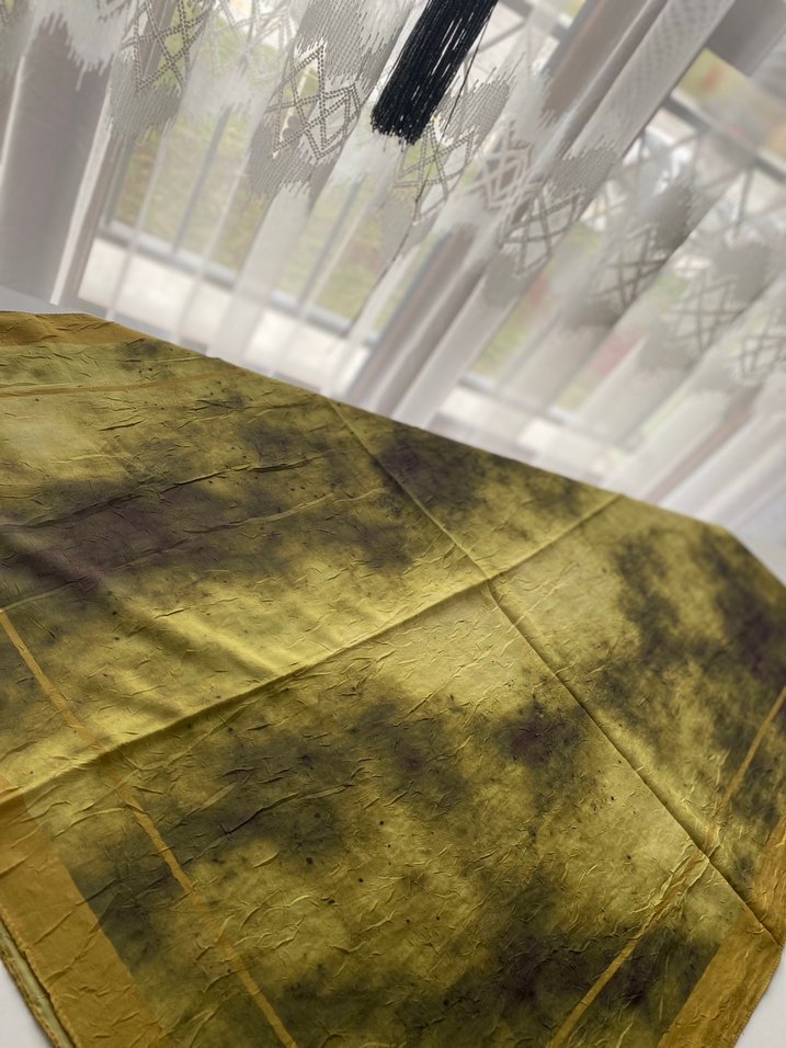 Haki yeşil bambu kraş şal - Görsel 2