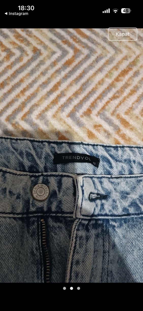 Kadın Gri Batik Desenli Midi Denim Pantolon - Görsel 2