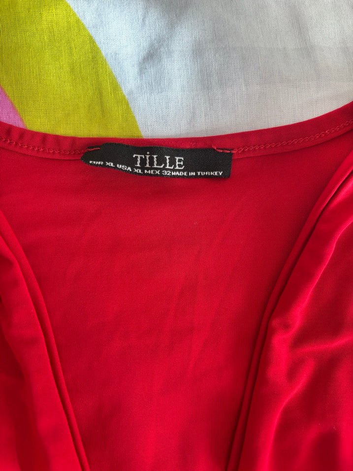 Kırmızı V Yaka Uzun Kollu Drapeli Kadın Bluz - Görsel 2