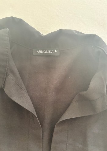 Siyah Keten Kadın Gömlek Uzun Kollu - Görsel 2