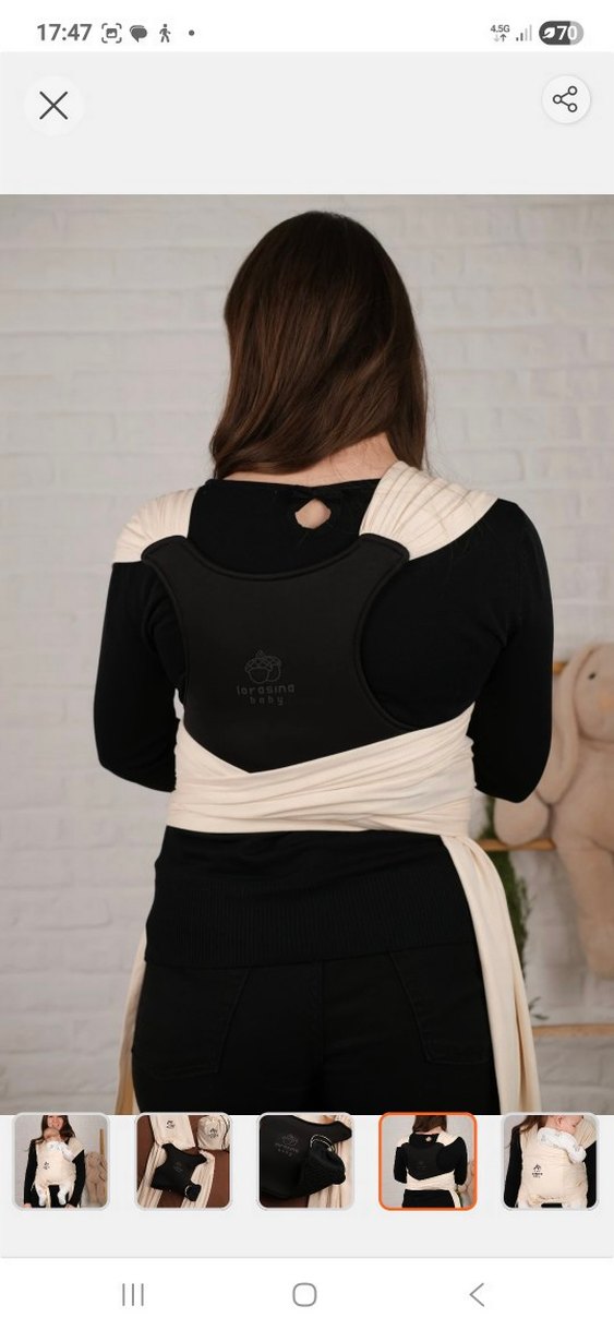 LORASİNA Beyaz Bebek Taşıma Slingi - Görsel 4