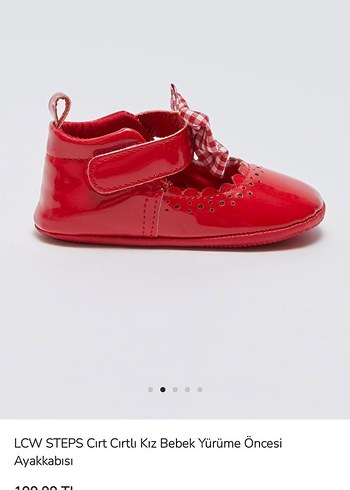Kırmızı Fiyonk Detaylı Ekose Kız Bebek Ayakkabısı - Görsel 2